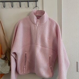 Aritzia TNA Pink Fleece Quarter-Zip Pullover